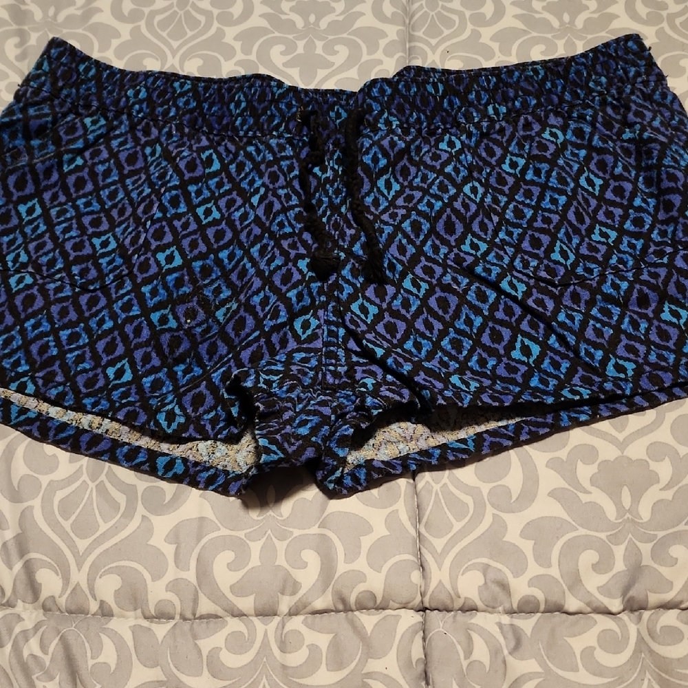 Blue Patterned Women's Shorts
